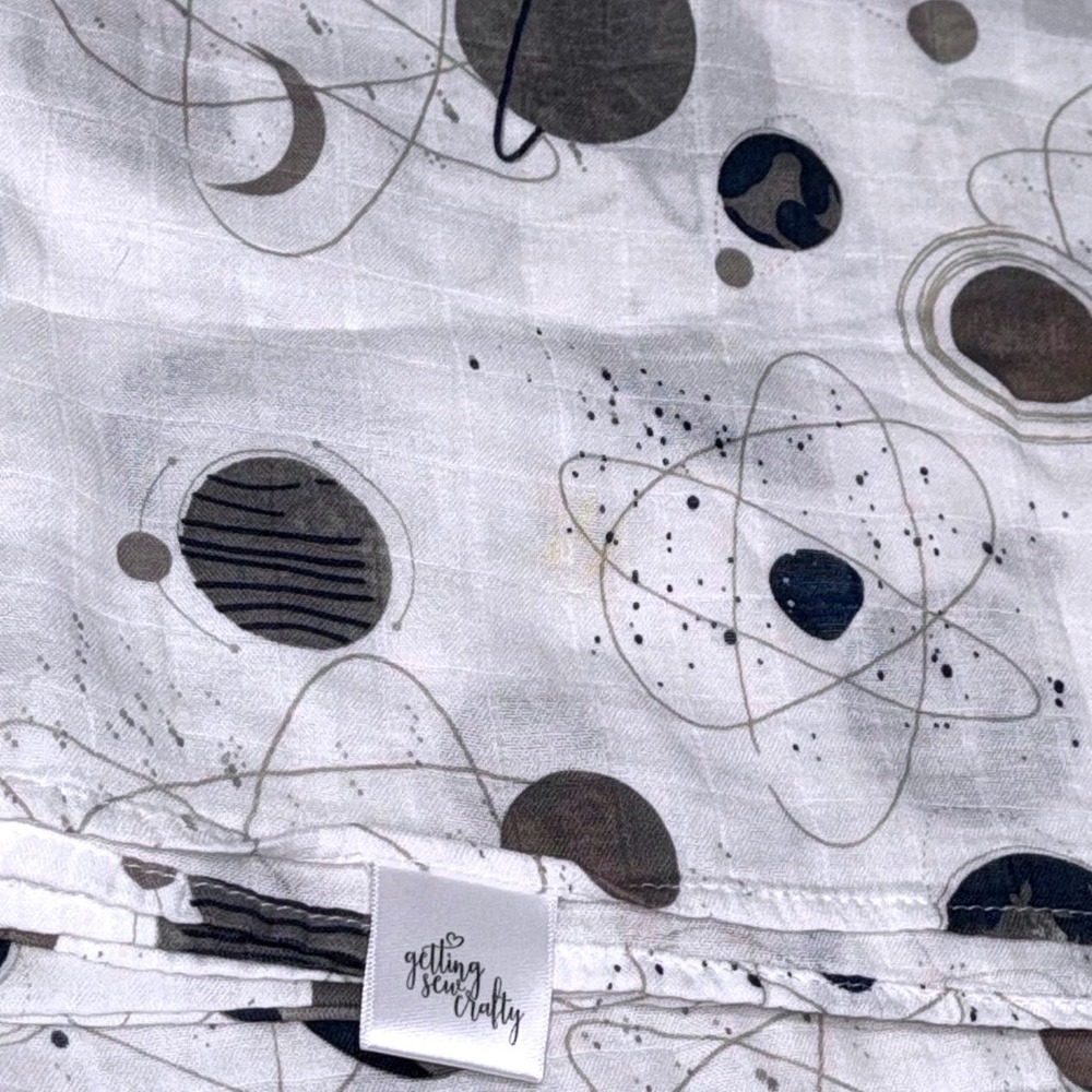 Getting Sew Crafty Muslin‎ Swaddle Blanket Celestial Planets Stars Moons 4'x4'